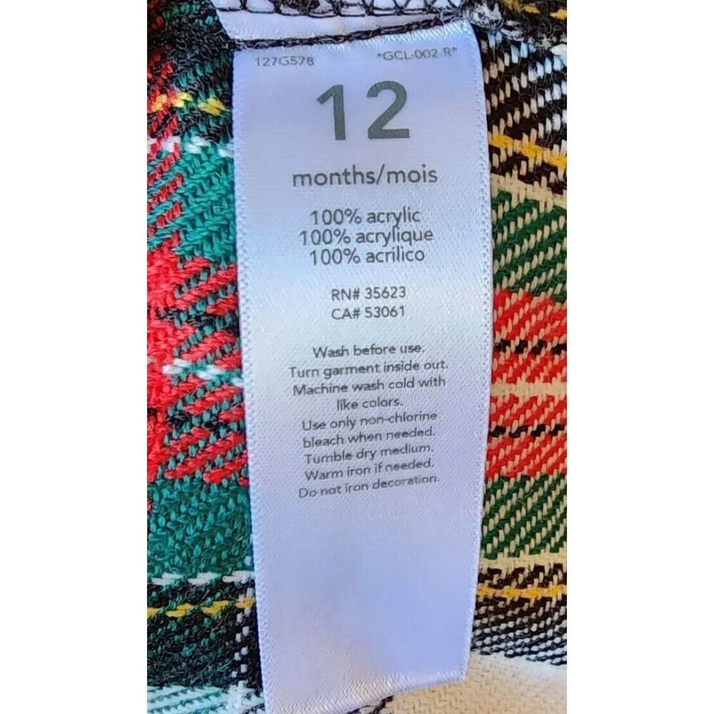 NEW Carter's Sleeveless Collared A Line Dress Plaid Acrylic Knit Holiday Sz‎ 12M